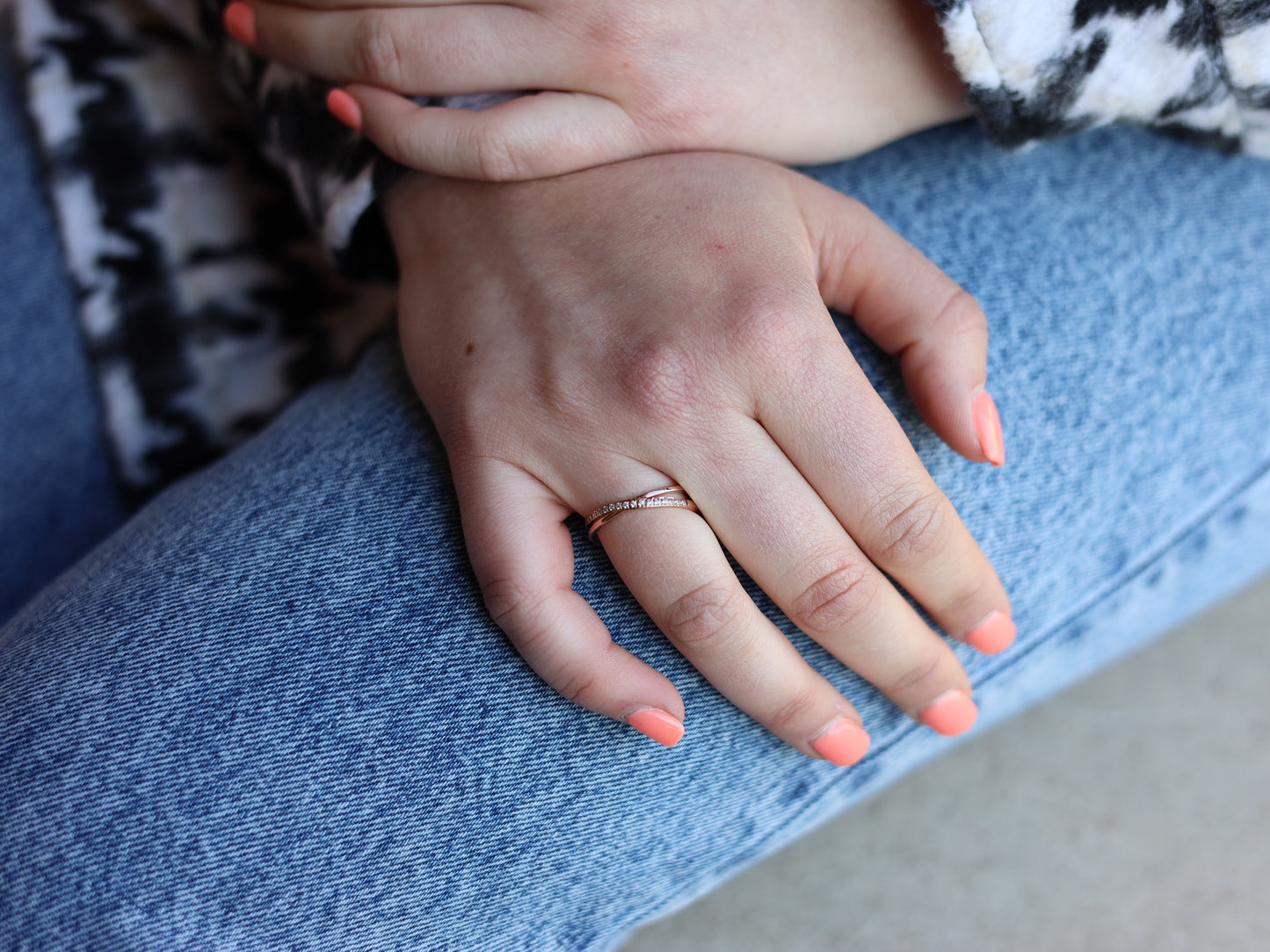 18K Gold Filled Pave X Ring