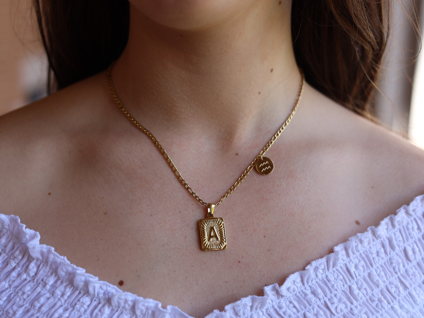 6 pcs 18K Gold Filled Letter Necklace Set