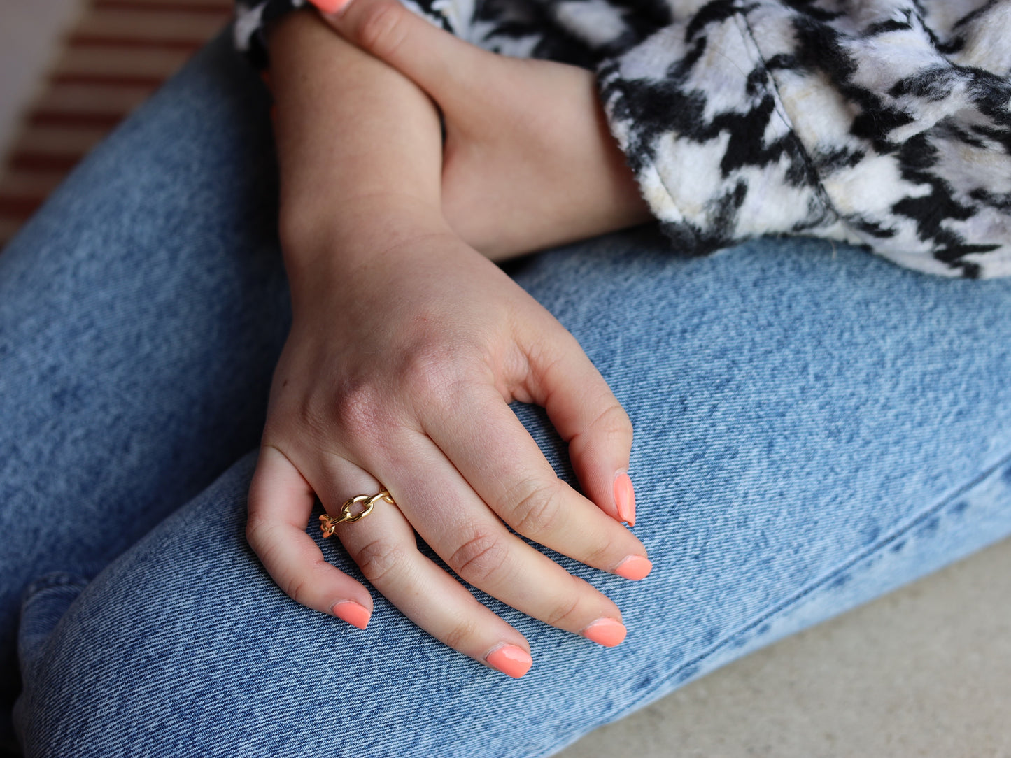 18K Gold Filled Curb Chain Ring