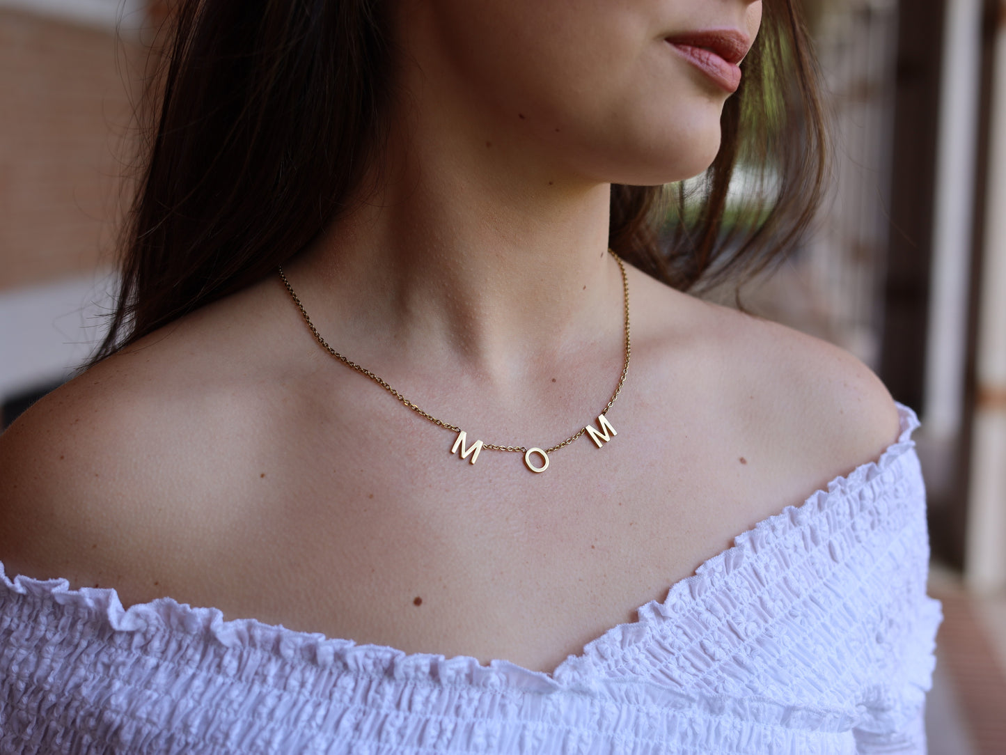 18K Gold Filled MOM Letters Necklace