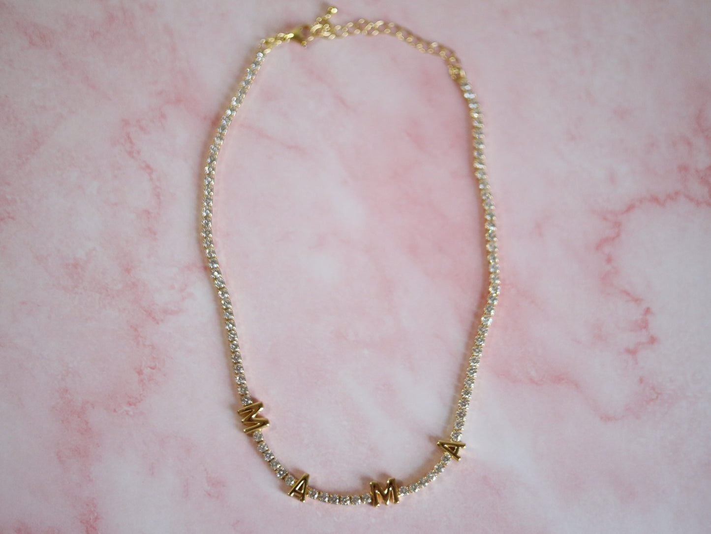 18K Gold Filled Cubic Zirconia Bead MAMA Choker