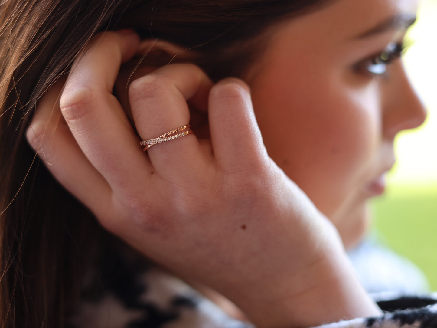 18K Gold Filled Pave X Ring