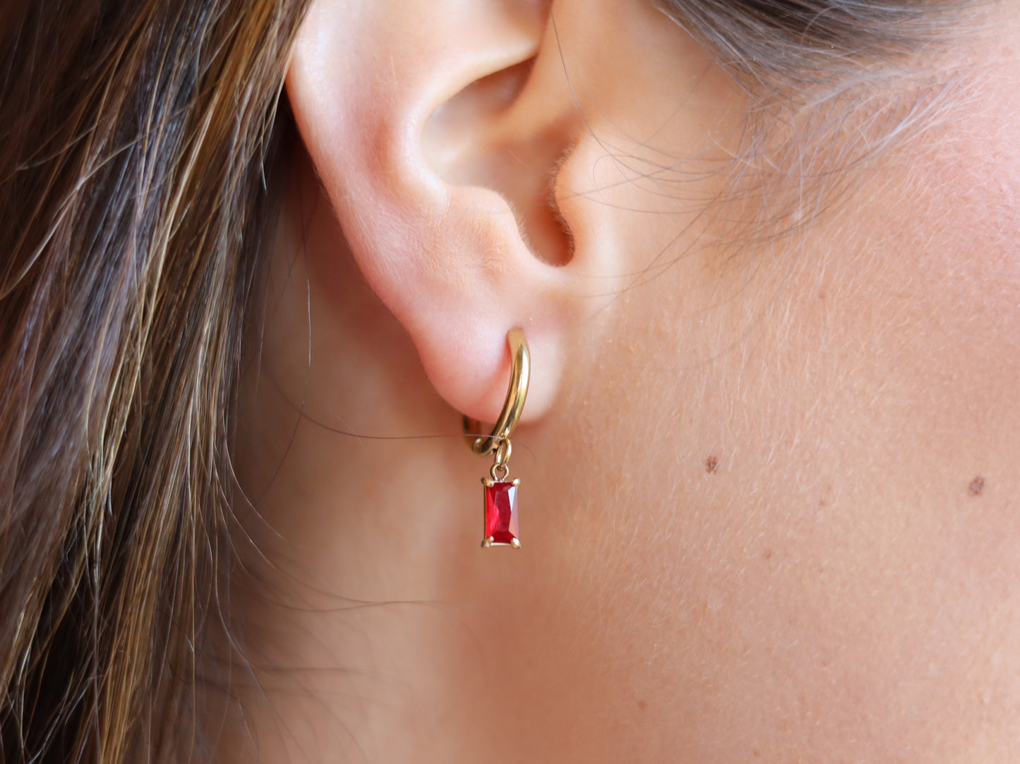 18K Gold Filled Ruby Necklace& Earring of Jewelry Set