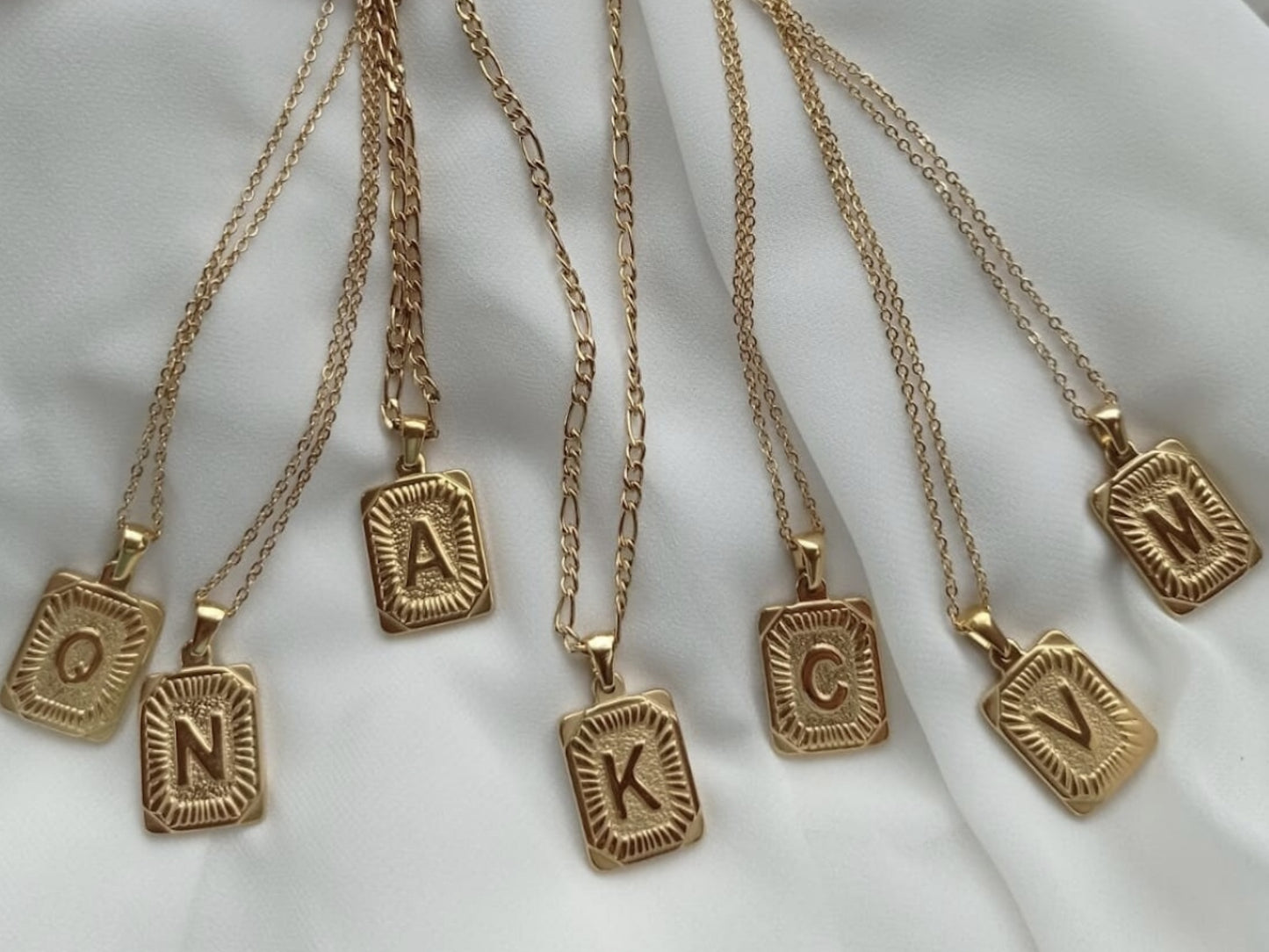 6 pcs 18K Gold Filled Letter Necklace Set