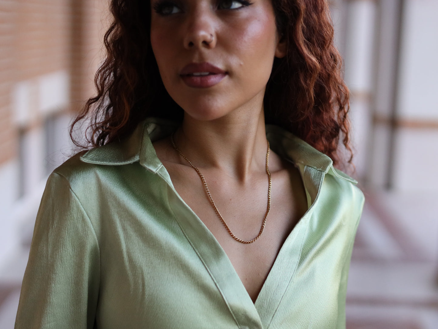 18K Gold Filled Curb Chain Pearl& Medal Initial Necklace