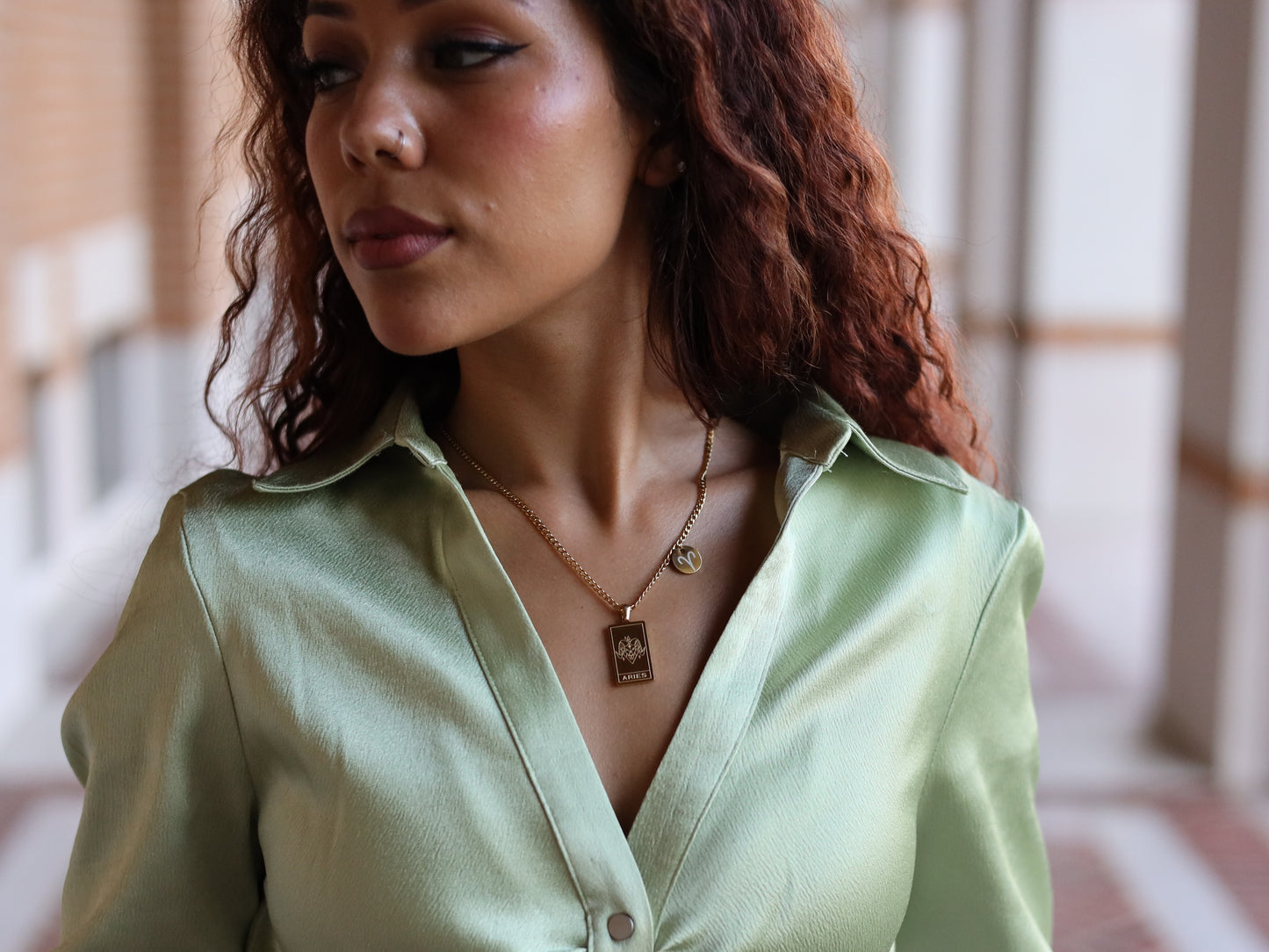 18K Gold Filled Curb Chain Zodiac Sign Pendant Necklace