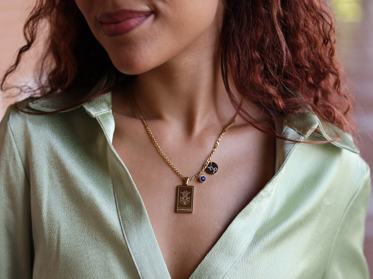 18K Gold Filled Figaro Chain Zodiac Sign Pendant Necklace