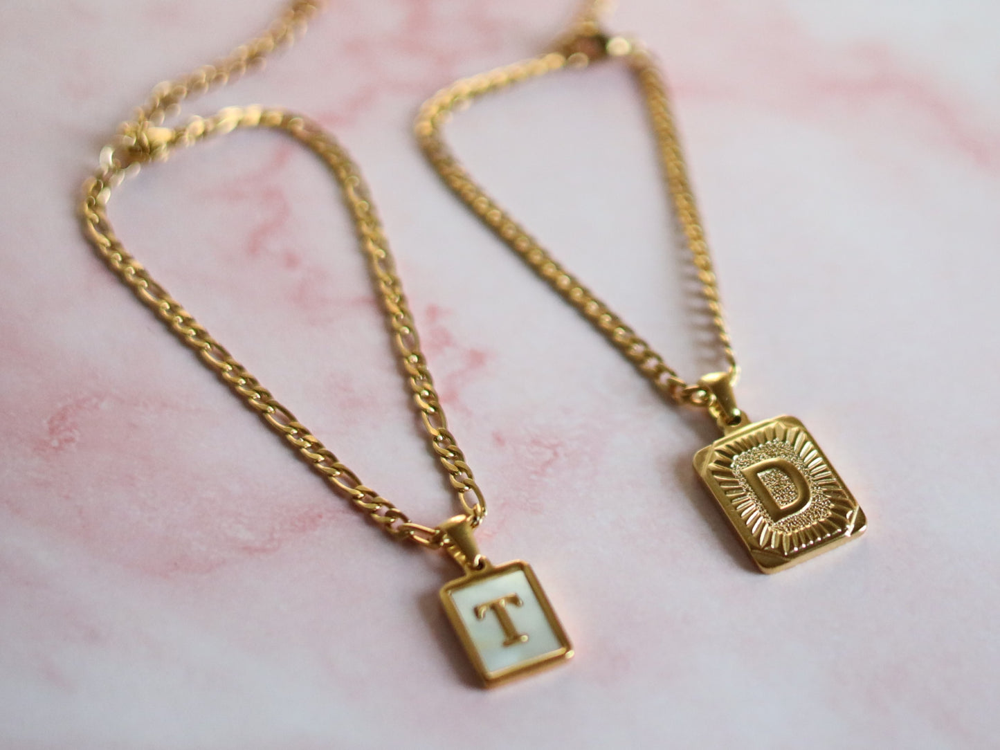 18K Gold Filled Figaro Initial Bracelet in Adjustable Size