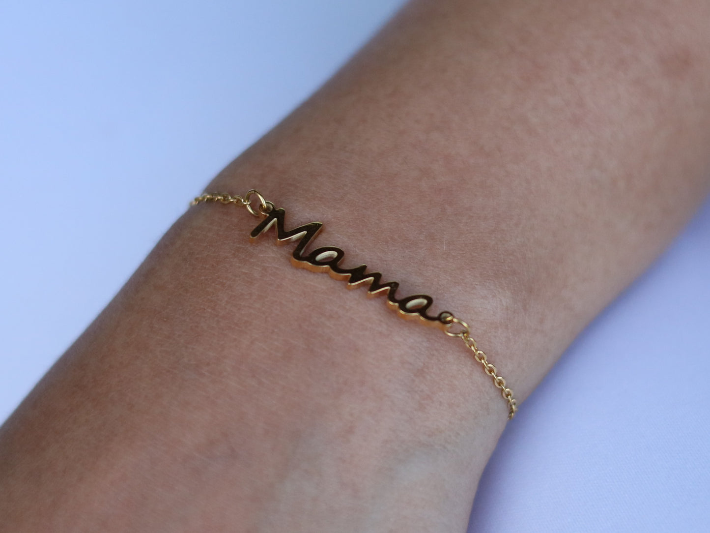 18K Gold Filled Mama Bracelet, Gold Mama Letters Jewelry