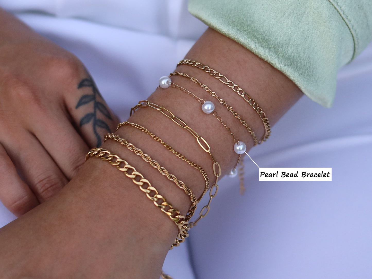 18K Gold Filled Freshwater Pearl Bead Bracelet in Adjustable Size
