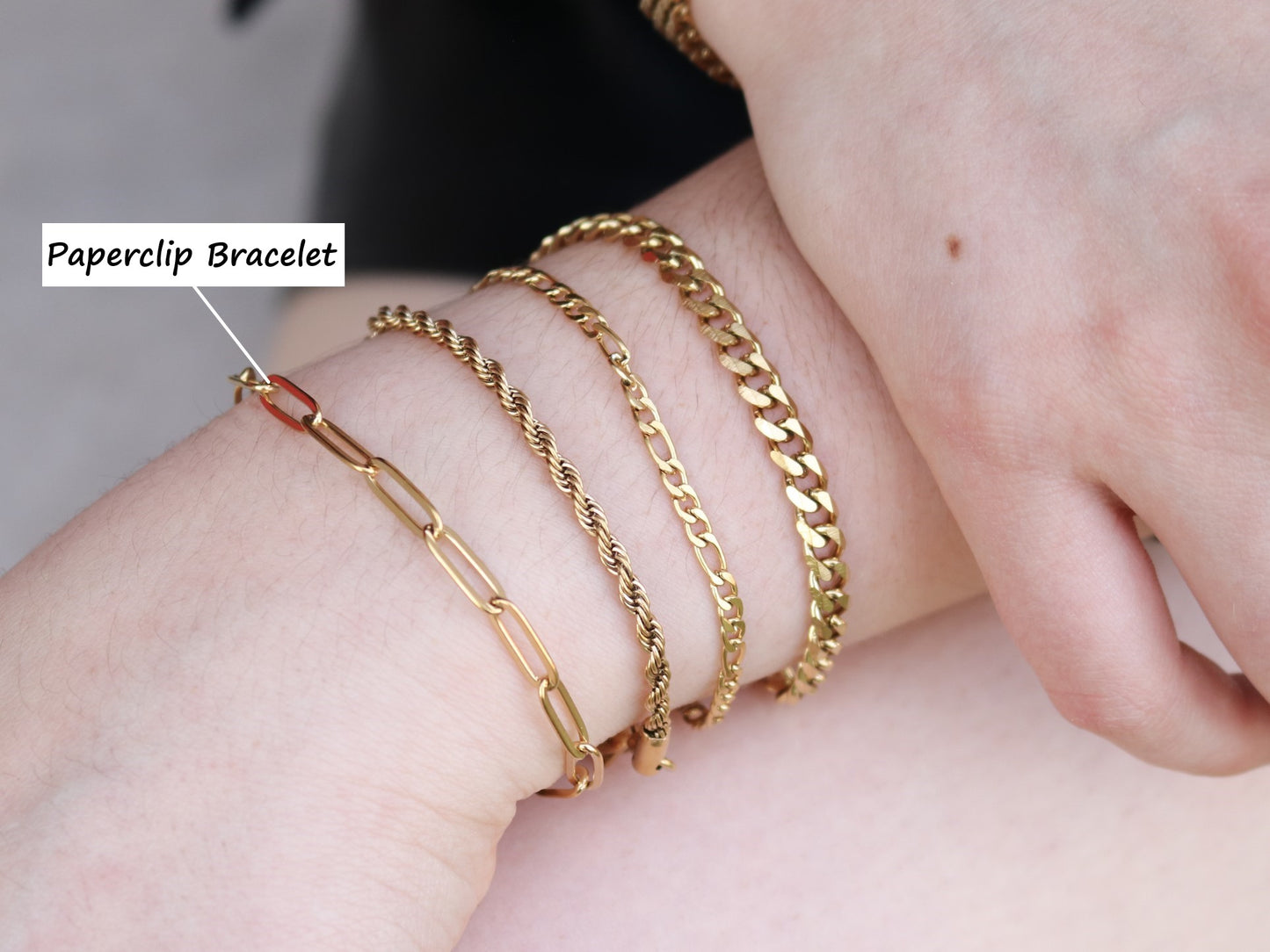 18K Gold Filled Paperclip Bracelet in Adjustable Size