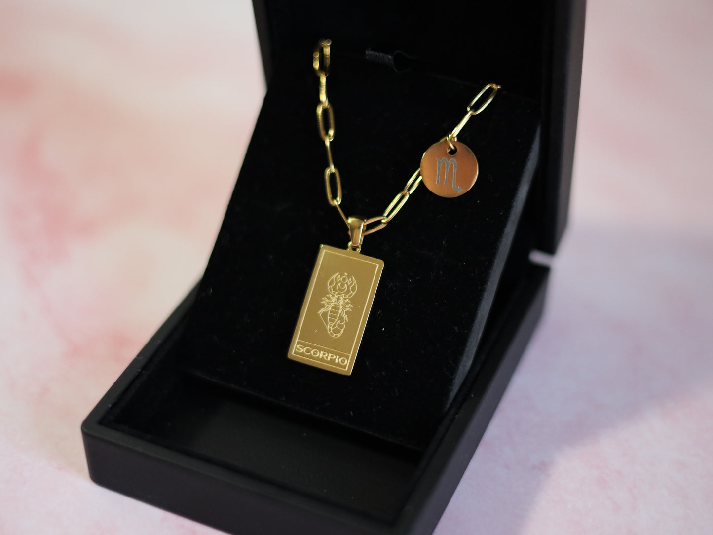 18K Gold Filled Paperclip Chain Zodiac Sign Pendant Necklace