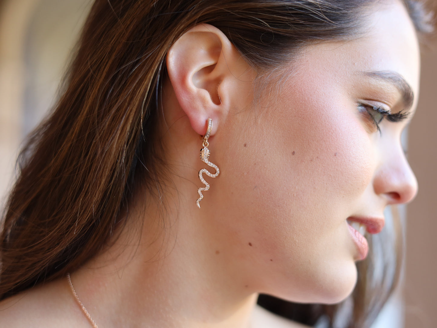 18K Gold Filled Snake Earring and Necklace of Jewelry Set