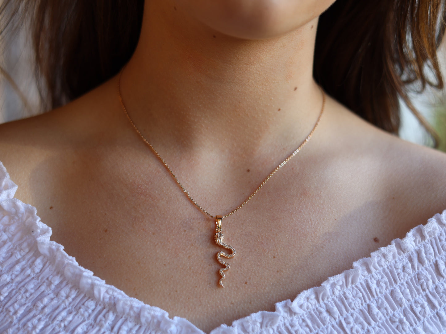 18K Gold Filled Snake Earring and Necklace of Jewelry Set