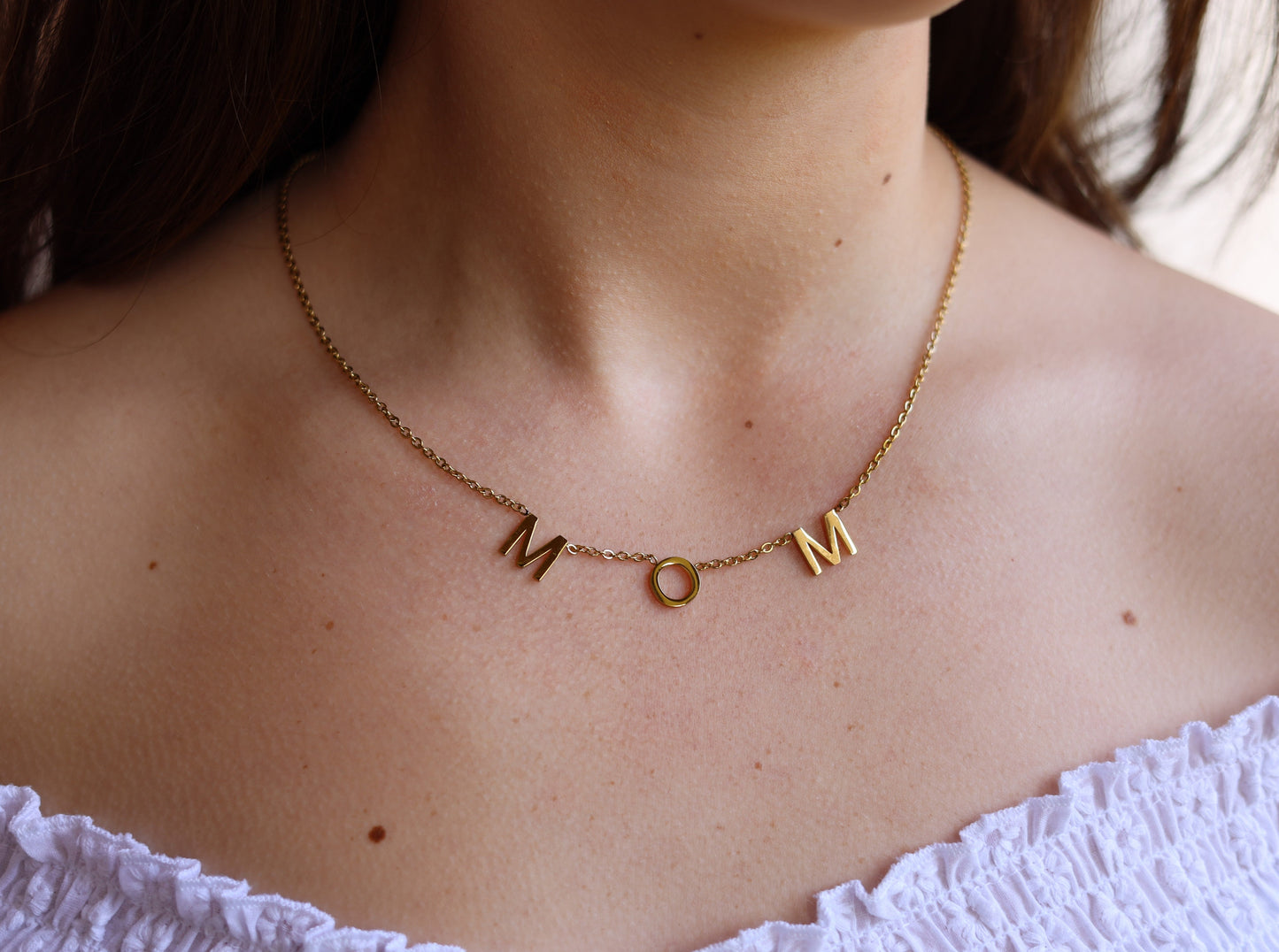 18K Gold Filled MOM Letters Necklace
