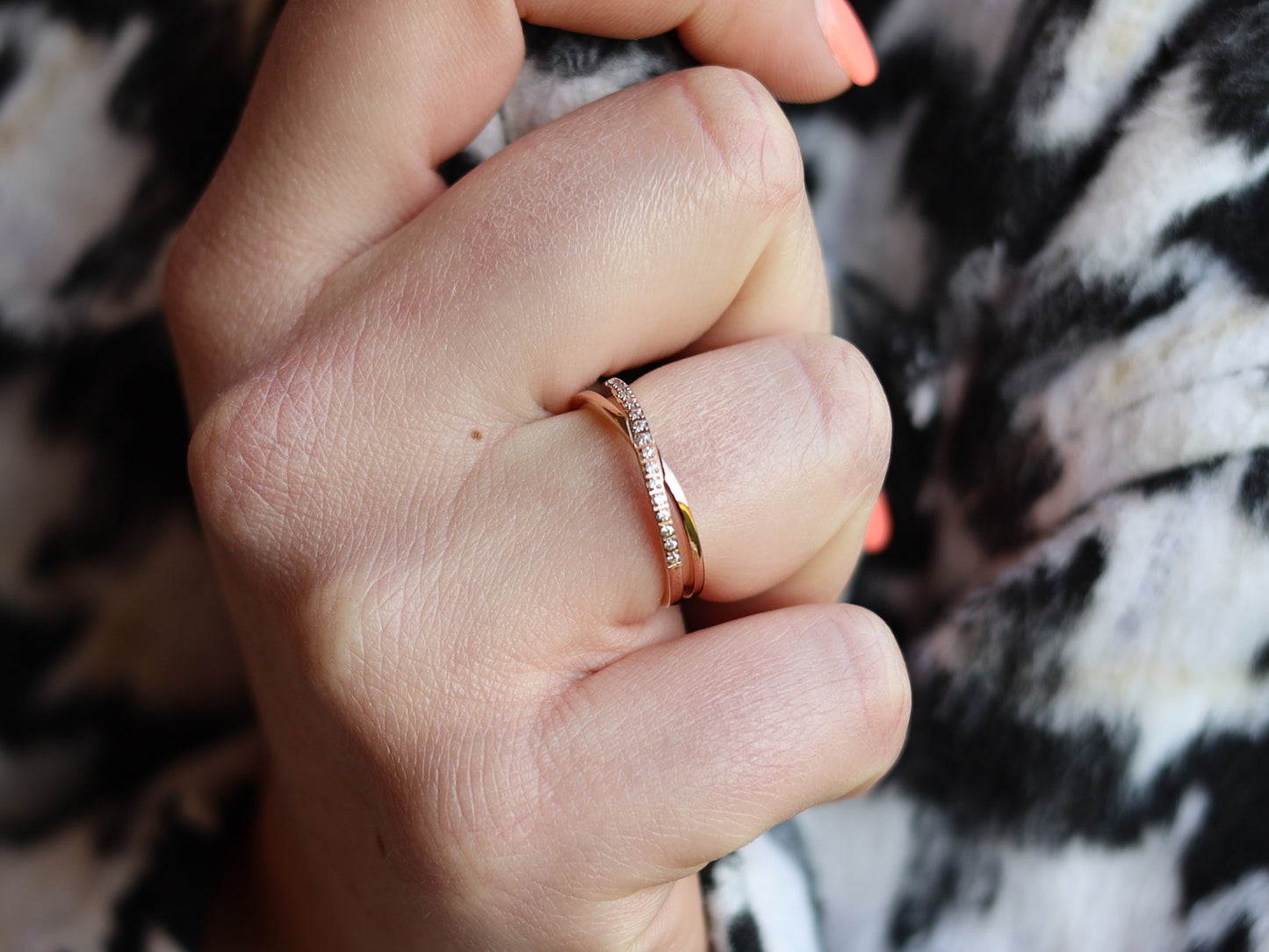 18K Gold Filled Pave X Ring