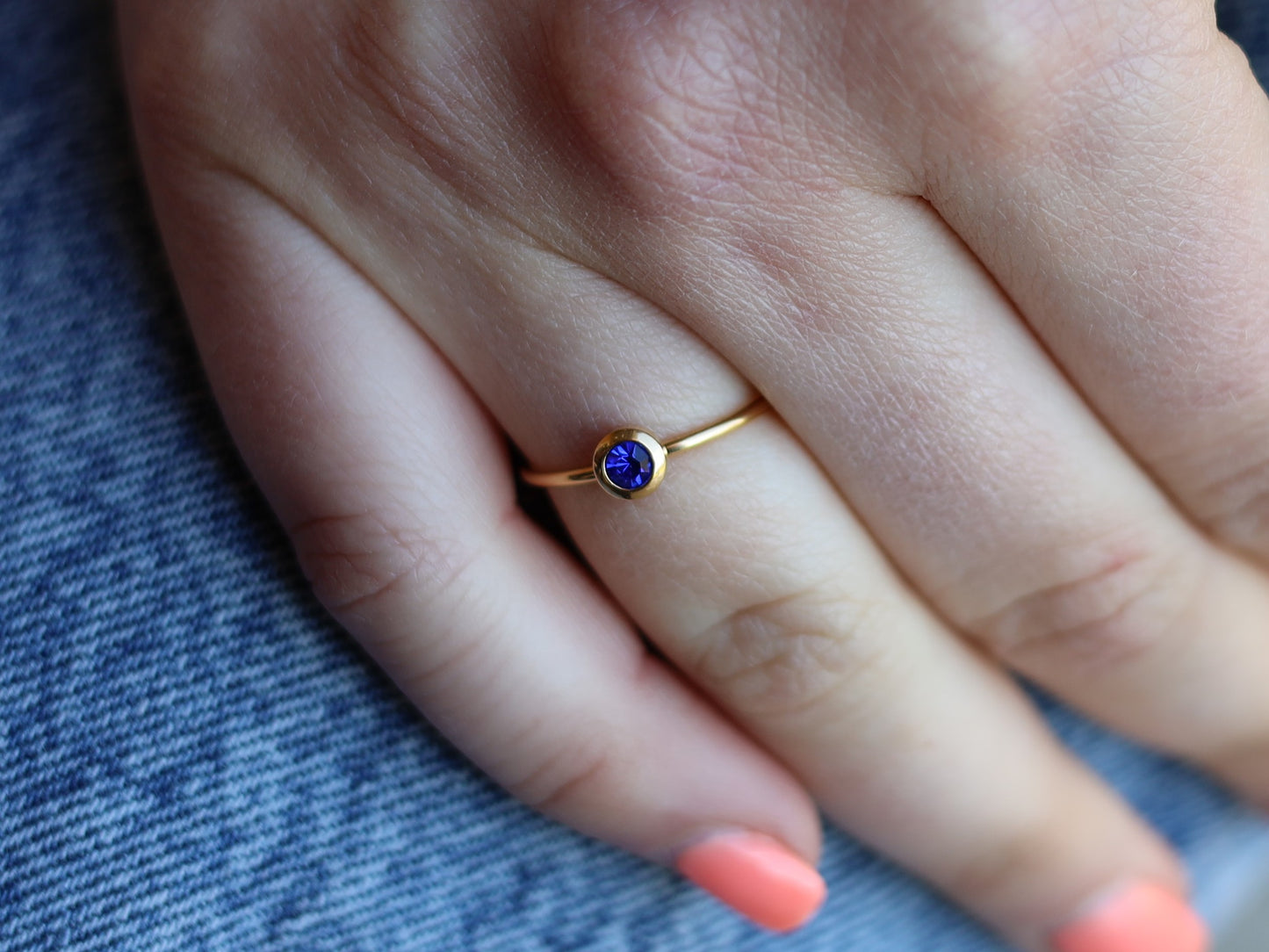 18K Gold Filled Emerald, Ruby, Sapphire, Cubic Zirconia Birthstone Ring