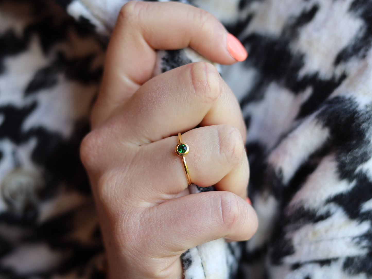 18K Gold Filled Emerald, Ruby, Sapphire, Cubic Zirconia Birthstone Ring