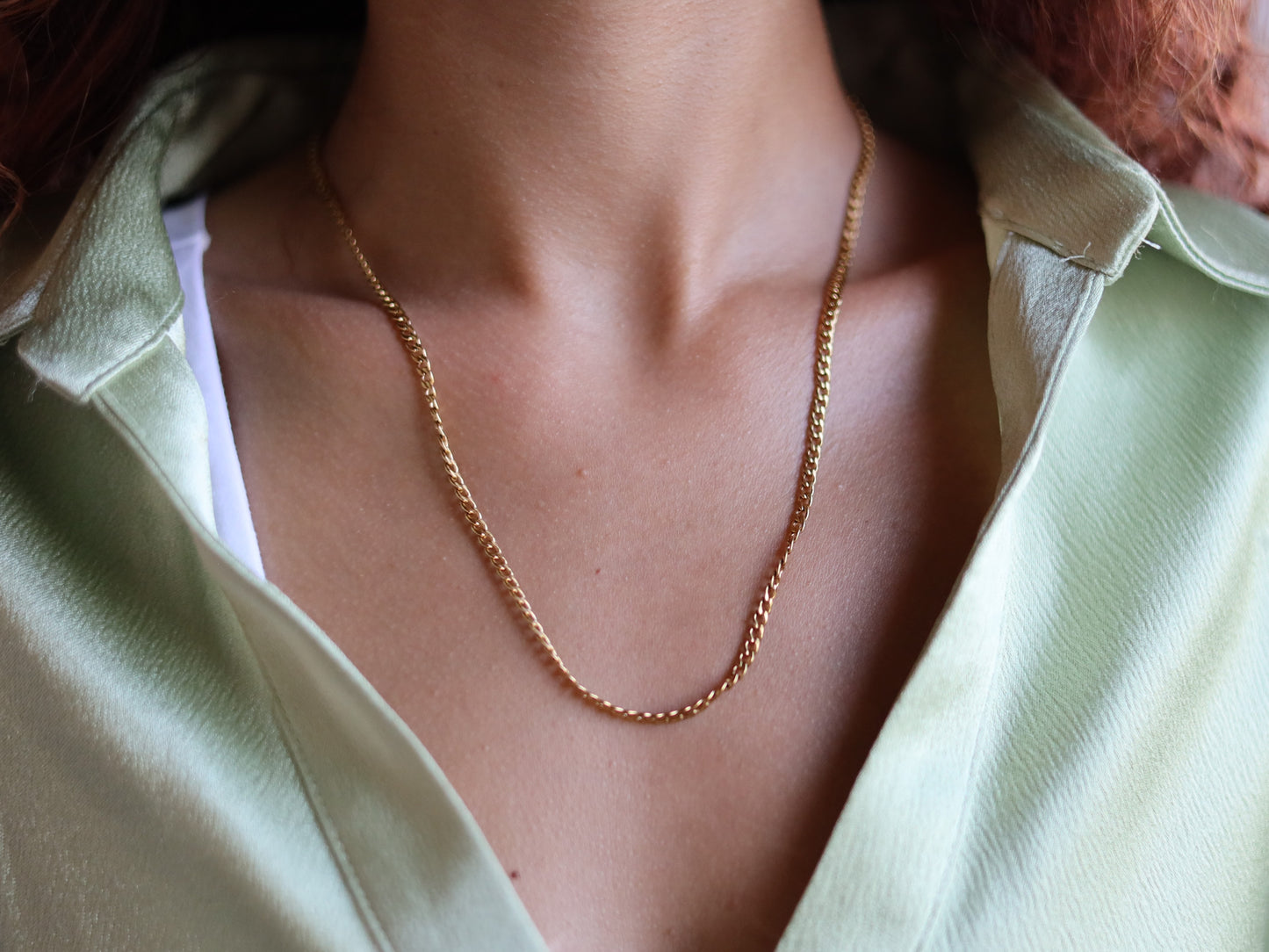 18K Gold Filled Curb Chain Pearl& Medal Initial Necklace