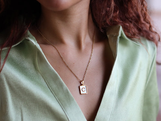 18K Gold Filled Dainty Chain Initial Necklace
