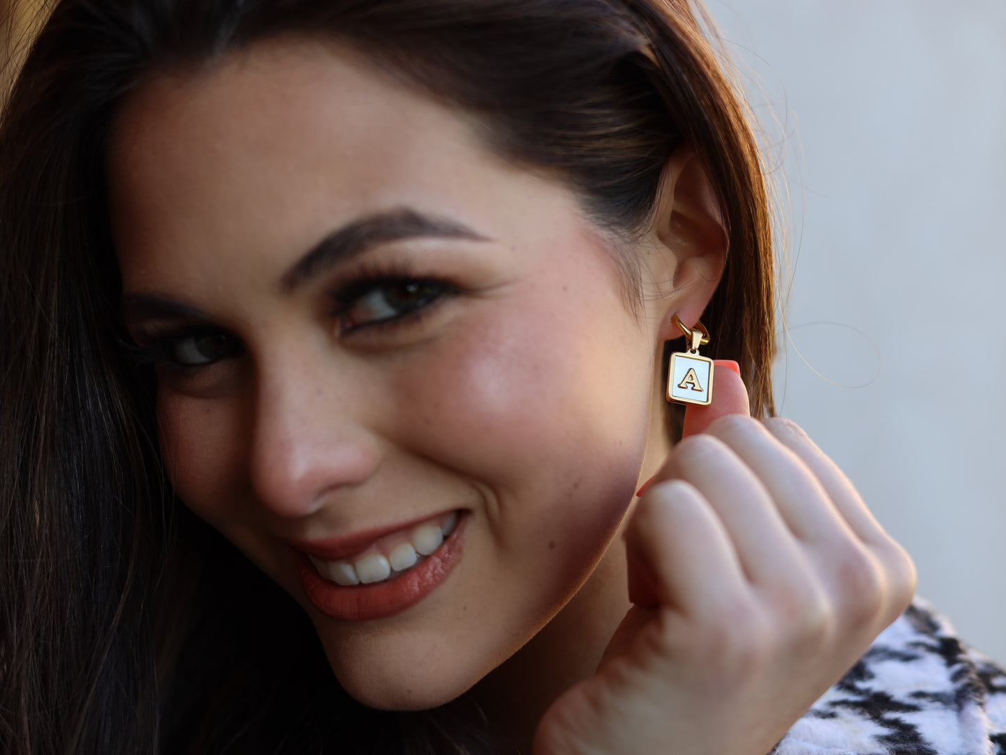 18K Gold Filled Medal& Pearl Letter Charm