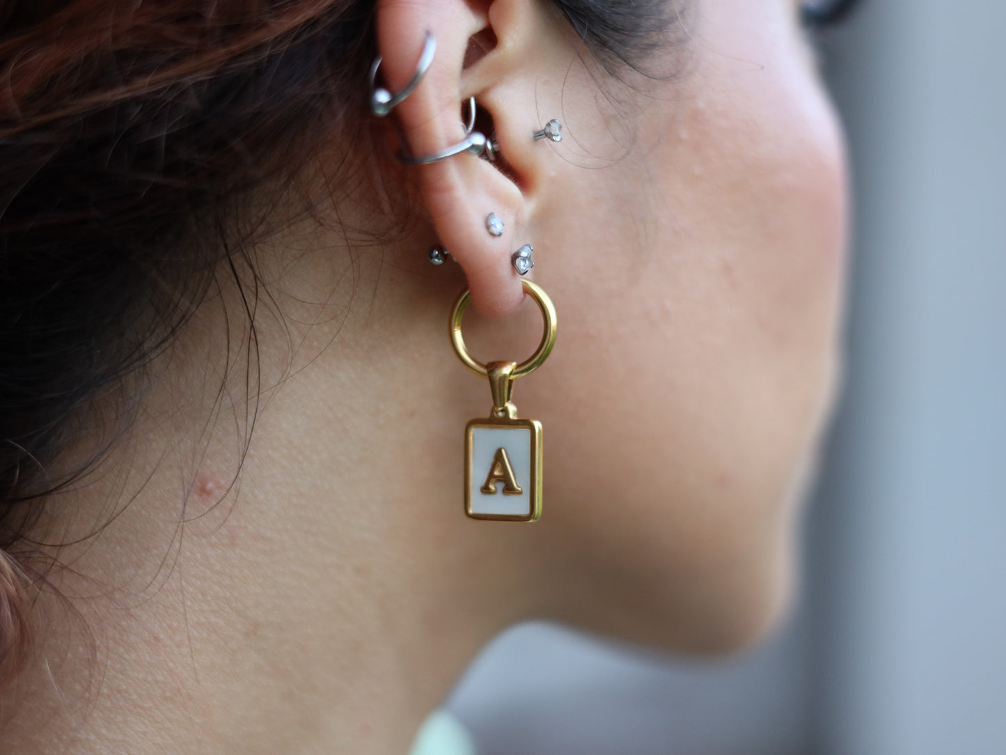 18K Gold Filled Medal& Pearl Letter Charm
