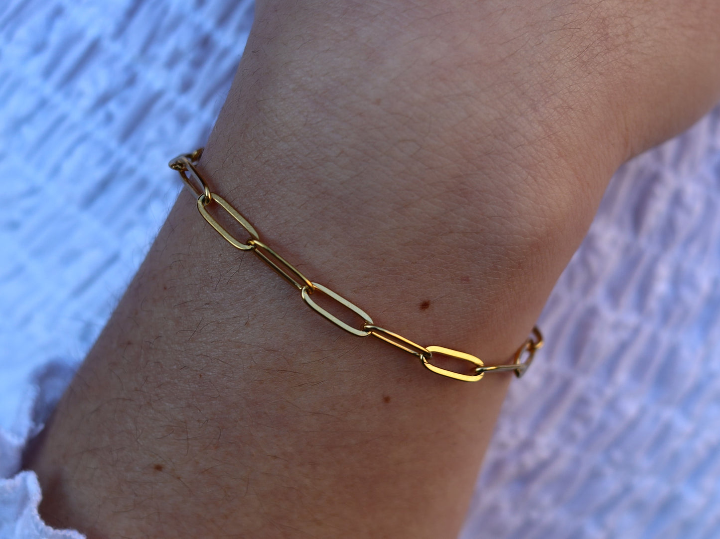18K Gold Filled Paperclip Bracelet in Adjustable Size