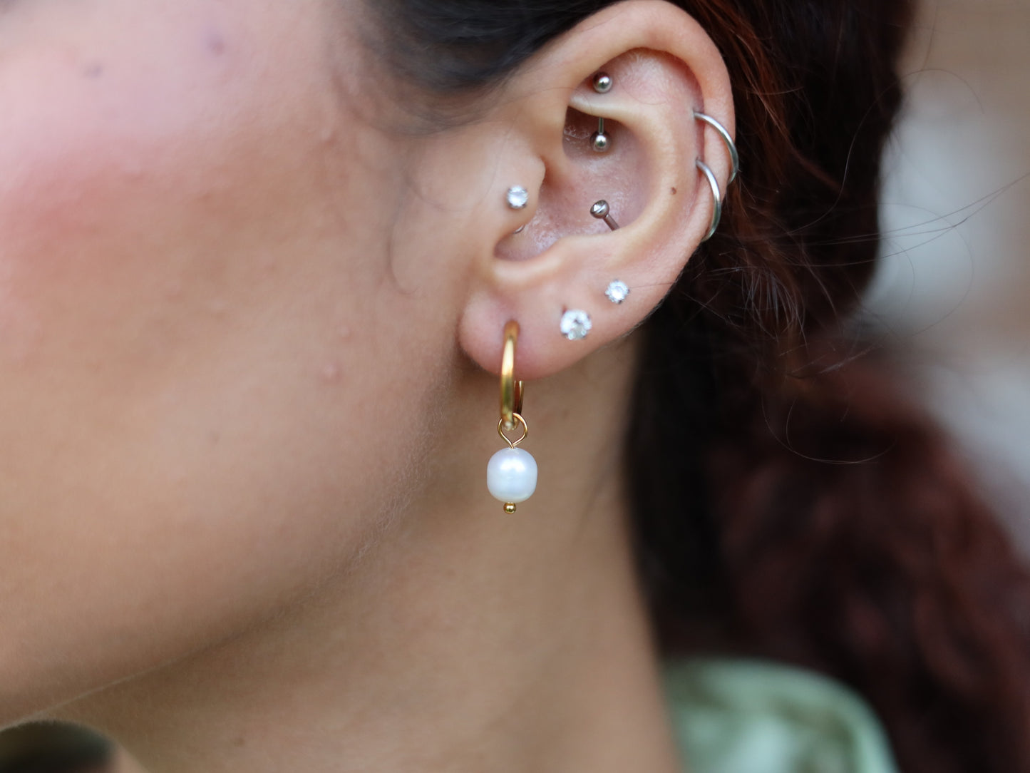 18K Gold Filled Pearl Bead Earring
