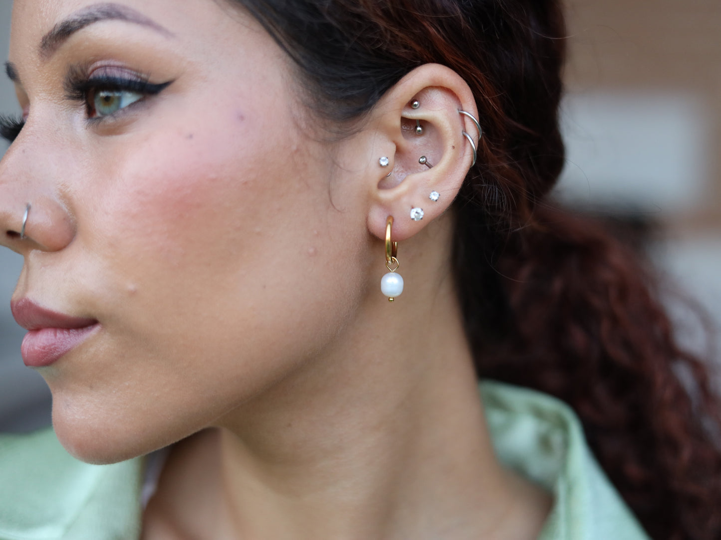 18K Gold Filled Pearl Bead Earring