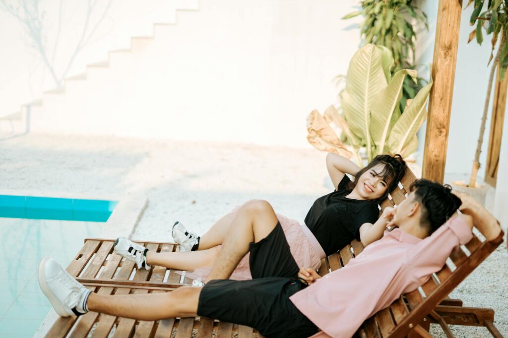 couple enjoying sunset on beach