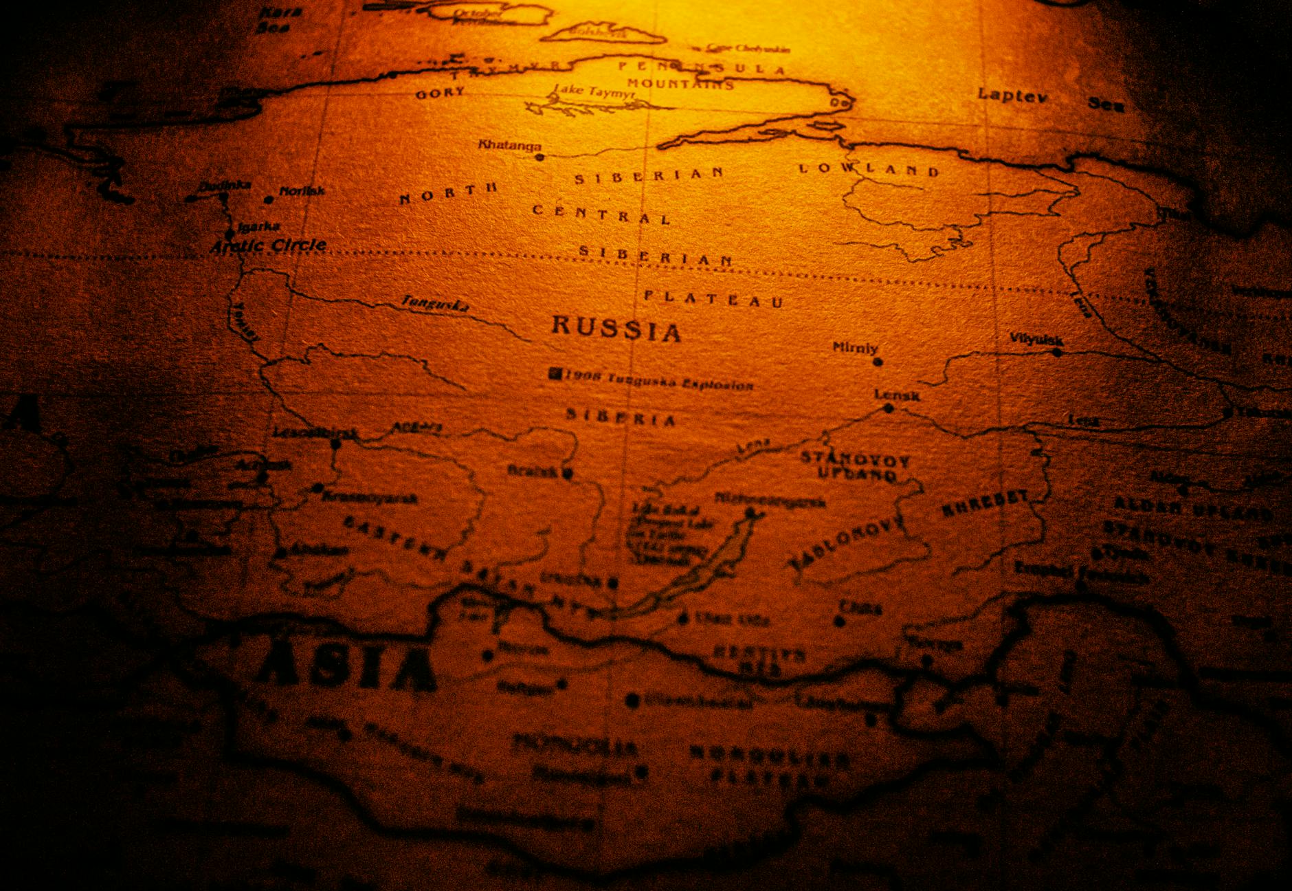 map of Russia showing size