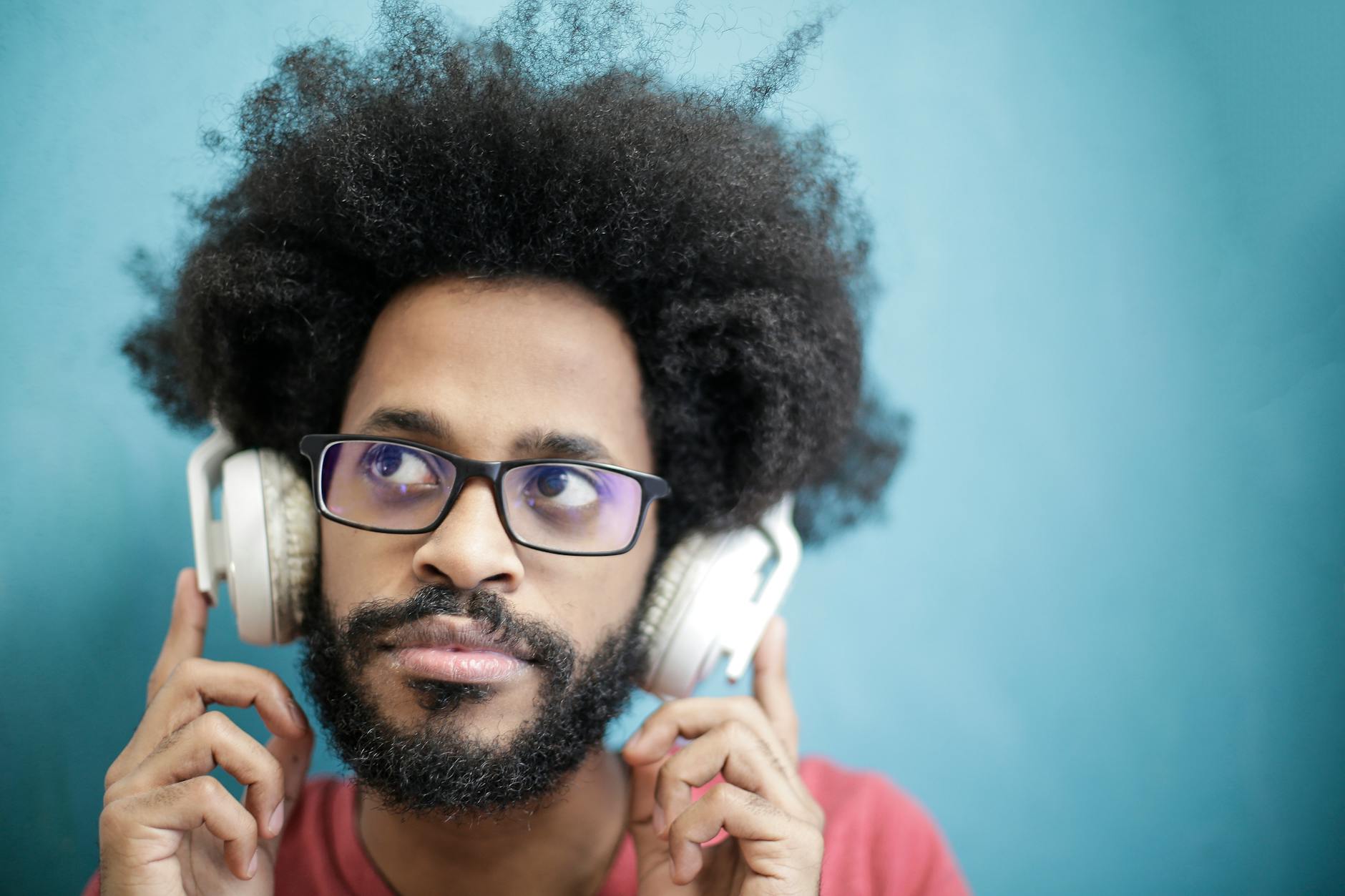 person listening to podcast