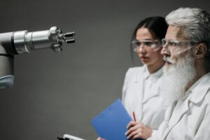people collaborating in a futuristic office